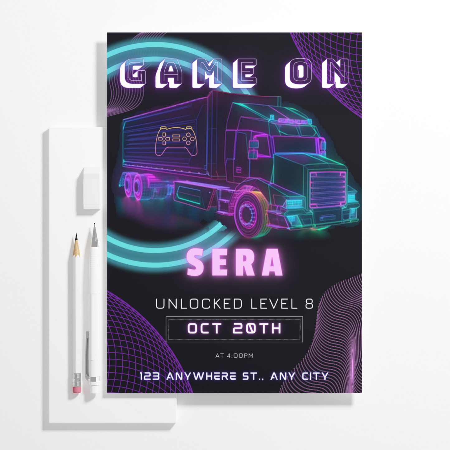 Game Truck Gaming Birthday Invitation Template