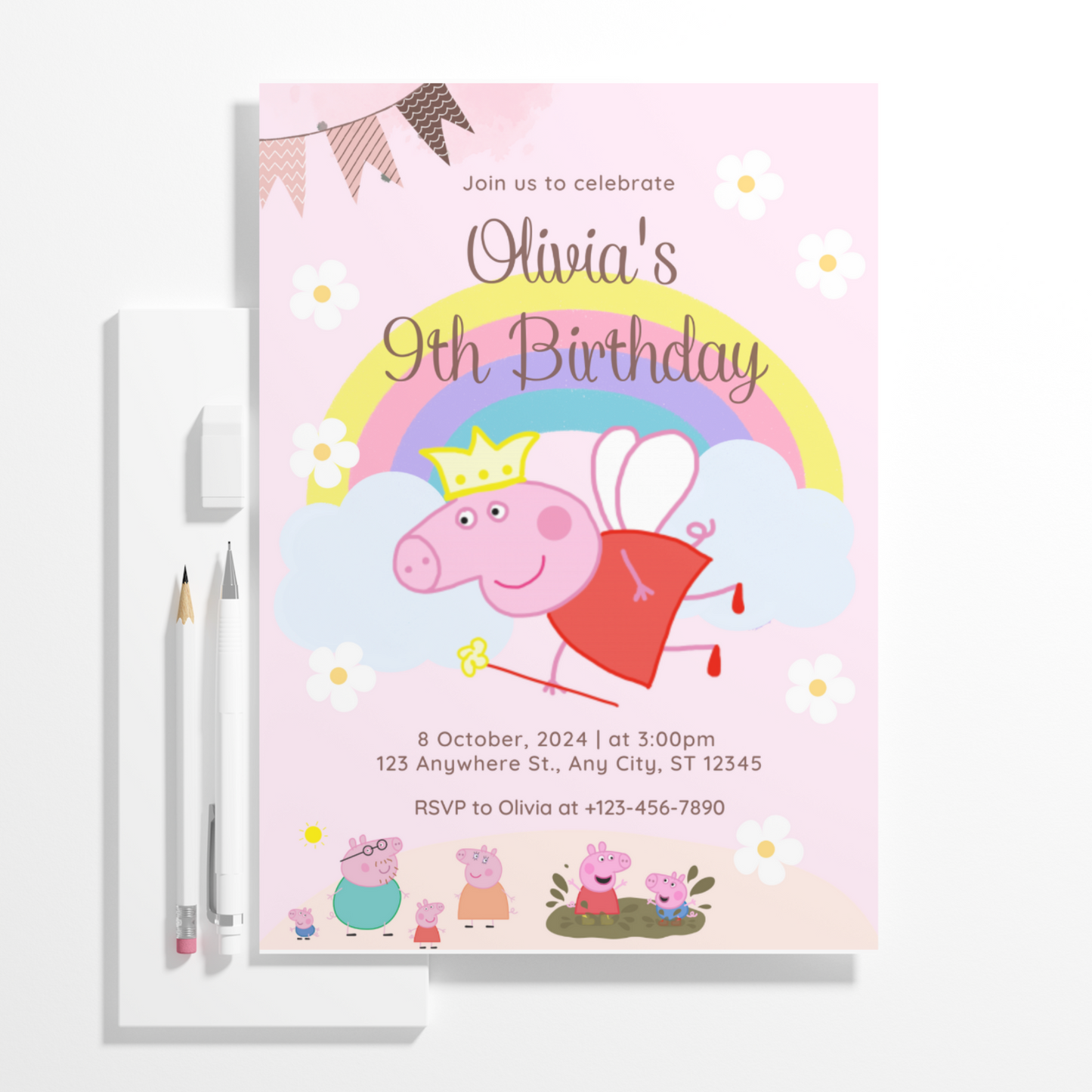 Peppa Pig Birthday Invitation Template