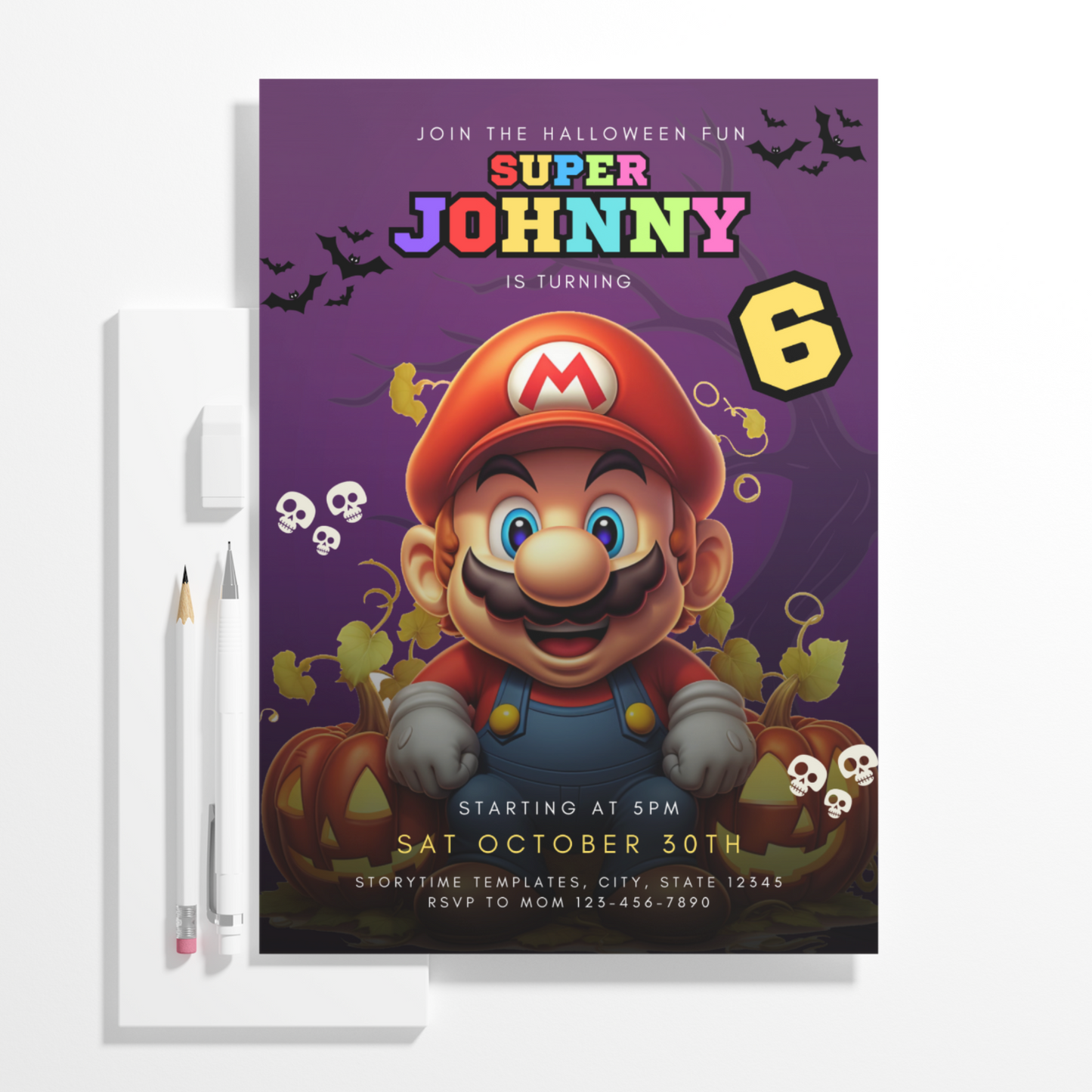 Super Mario Birthday Invitation Template