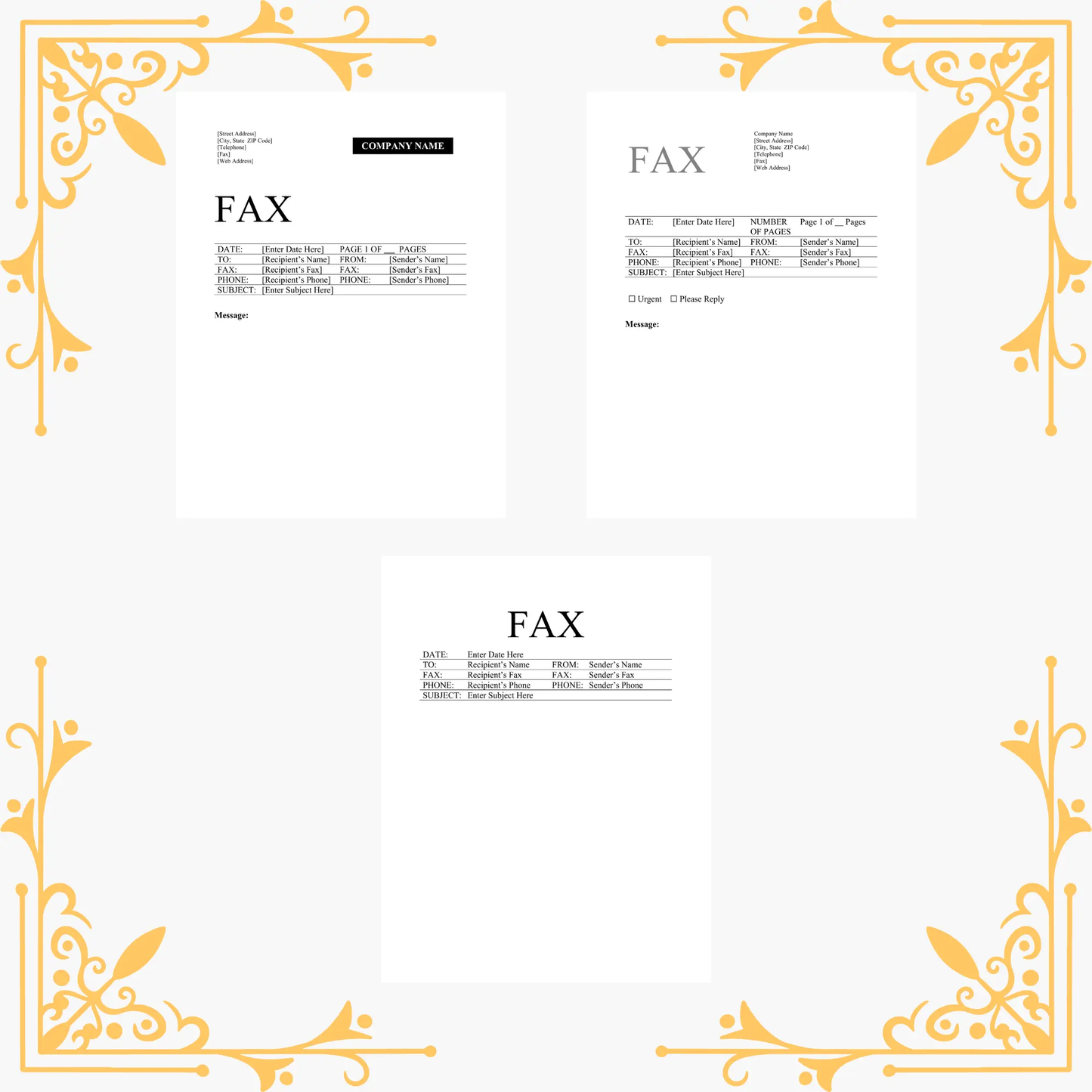 15 Fax Cover Sheet Template Bundle MS Word - CreativeRino