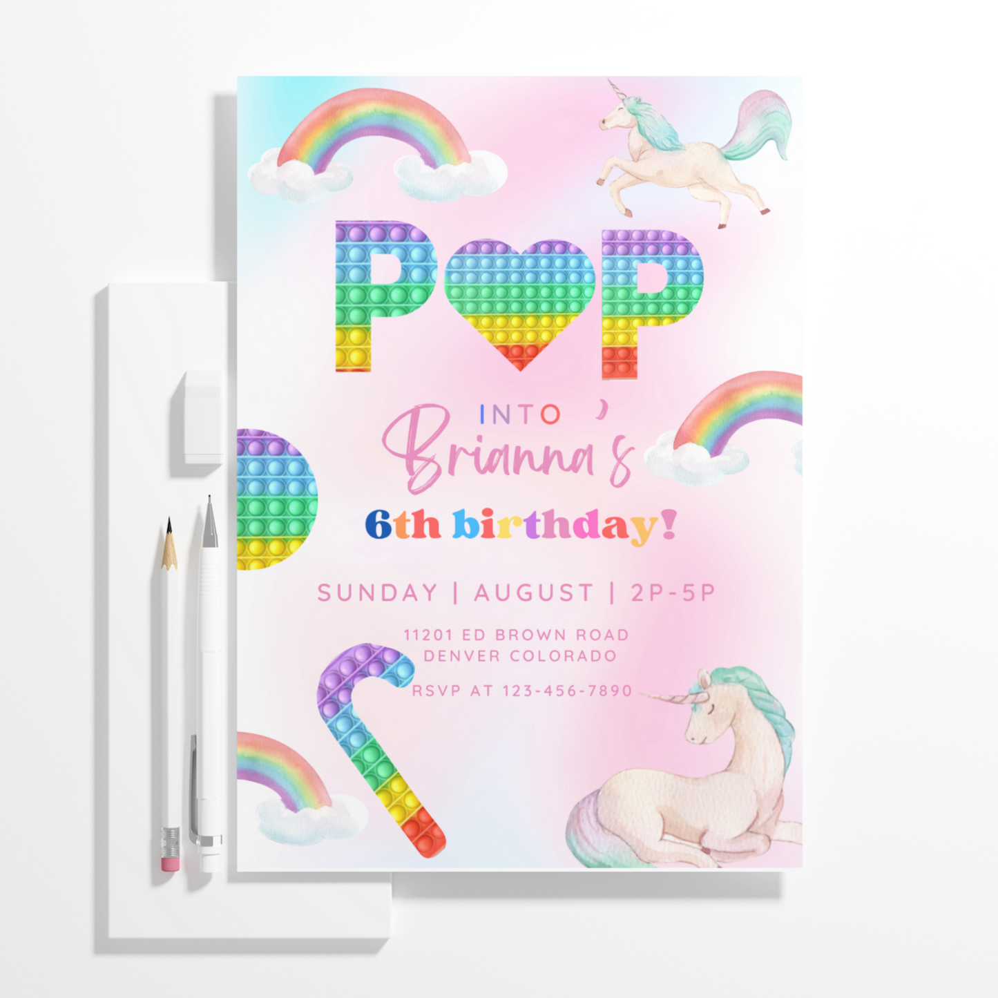 Pop It Birthday Invitation Template