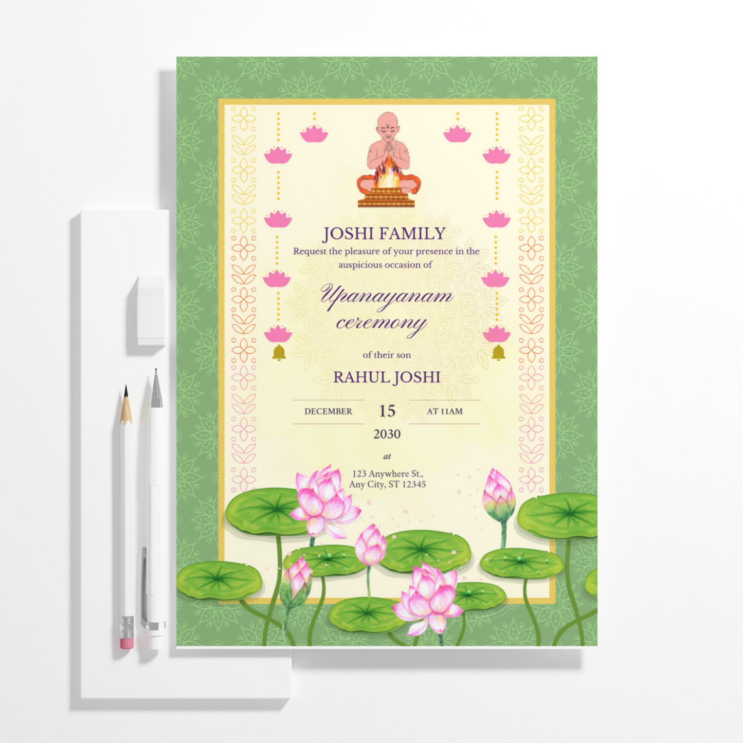 Upanayanam Ceremony Invitation Template | Thread Ceremony Invite