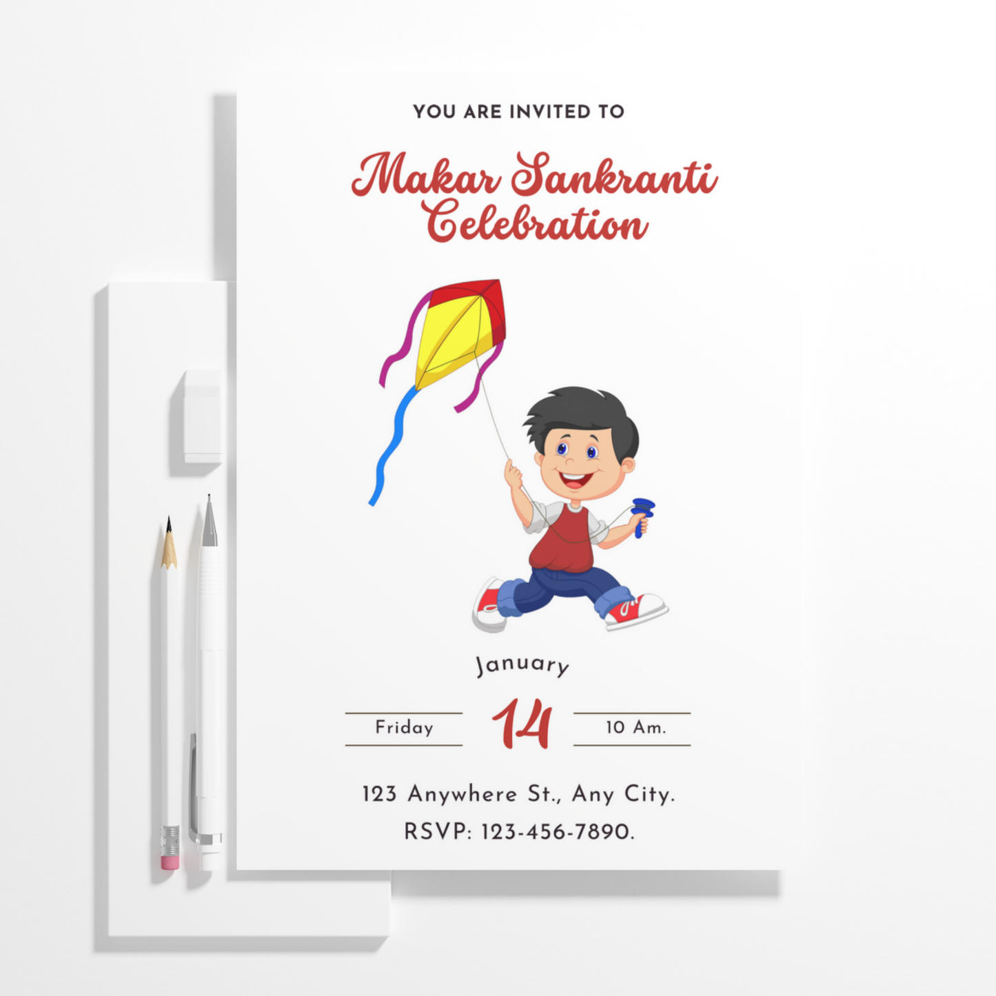 Makar Sankranti Invitation Template | Uttarayan International Kite Festival Invite