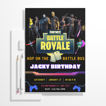 Fortnite Battle Royale Birthday Invitation Template - CreativeRino