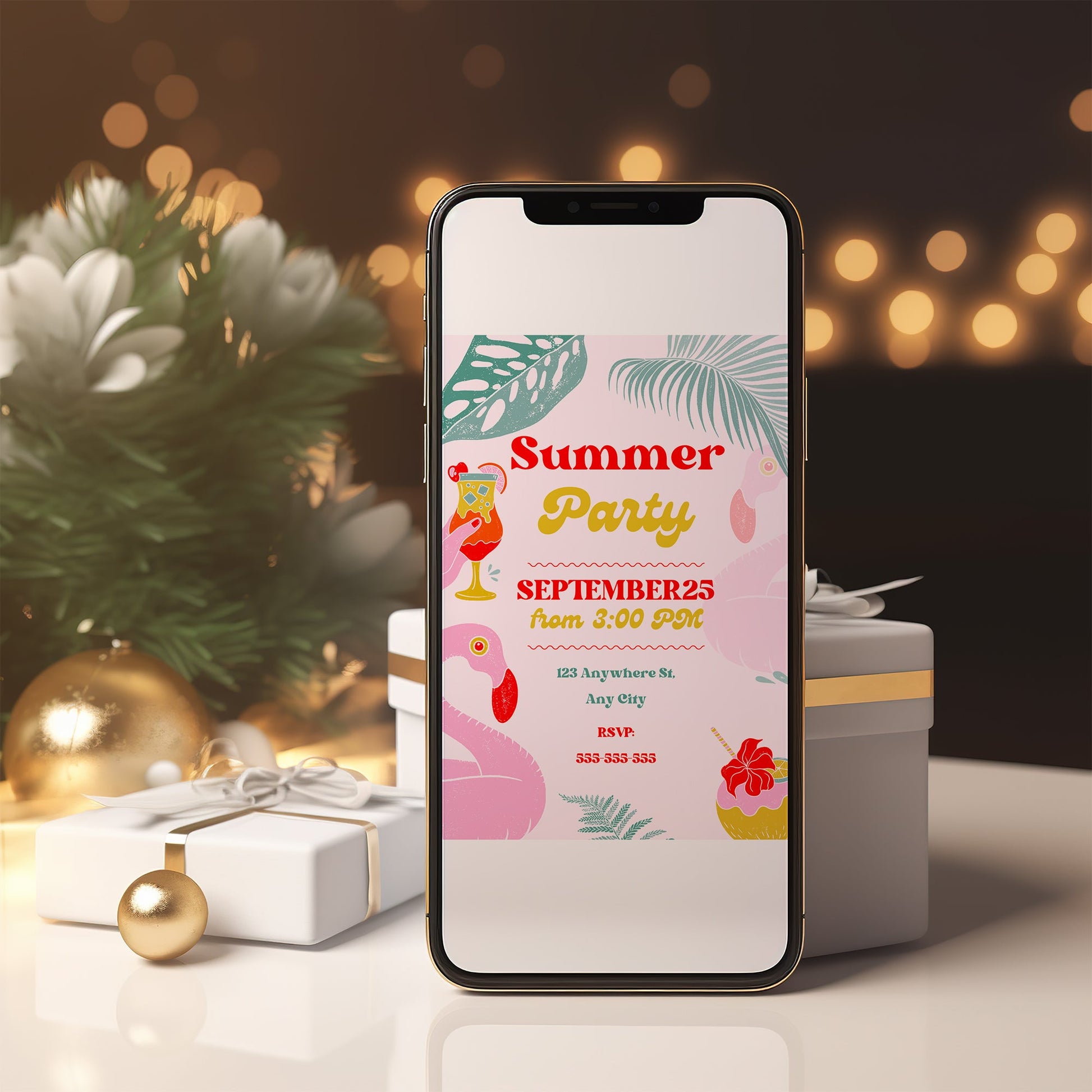 Summer Party Invite | Summer Party Invitation Canva Template CreativeRino