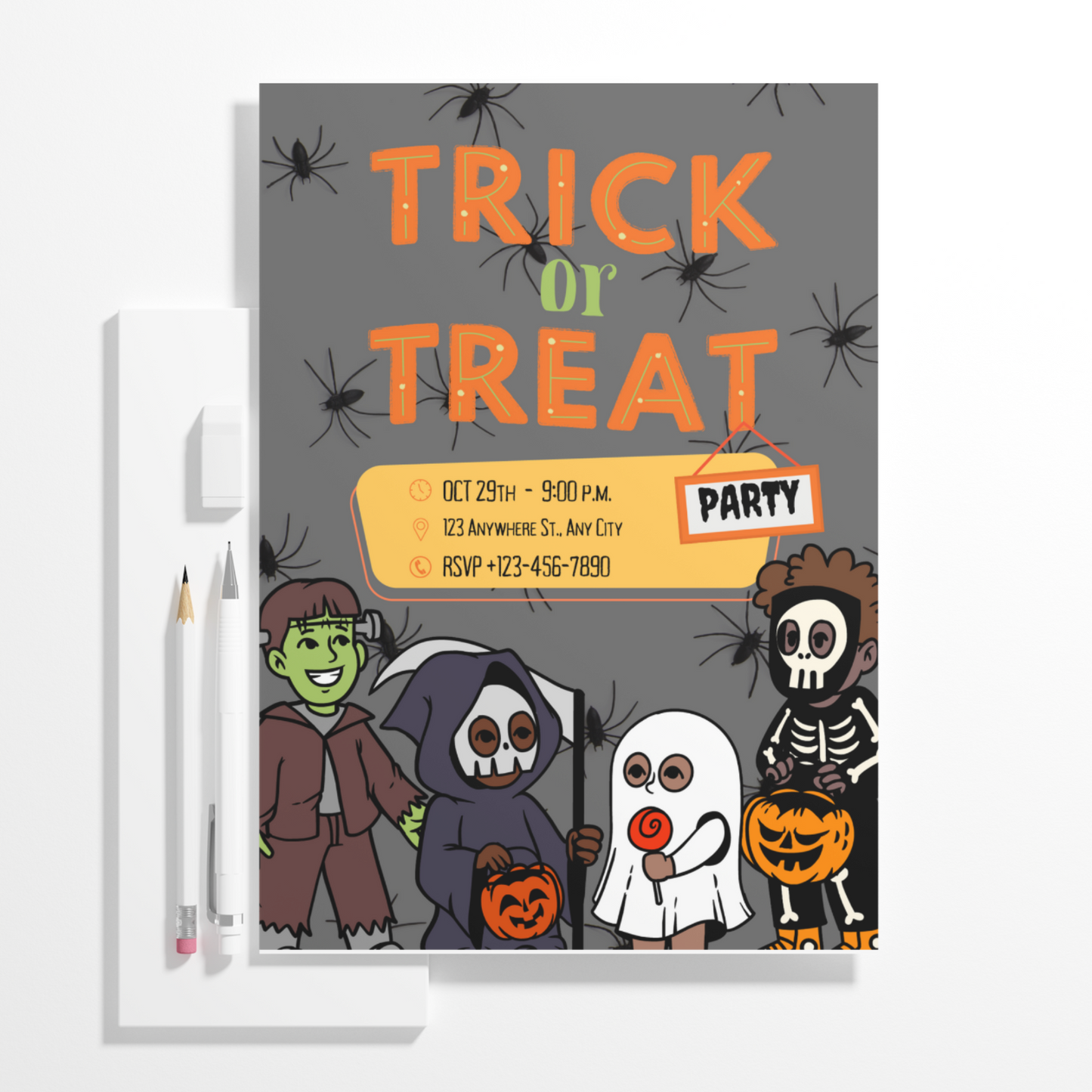 Halloween Trick or Treat Invitation Template | Halloween Trick or Treat Flyer