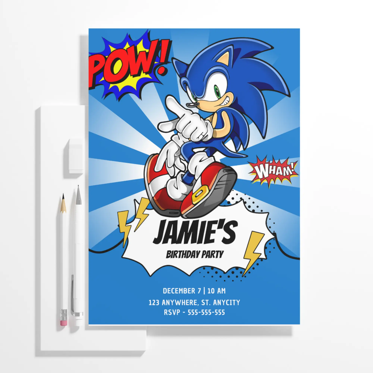Sonic the Hedgehog Birthday Invitation Template - CreativeRino