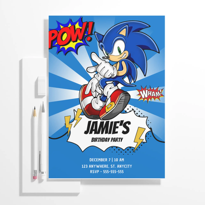 Sonic the Hedgehog Birthday Invitation Template - CreativeRino
