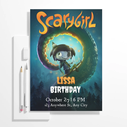 ScaryGirl Birthday Invitation Template - CreativeRino