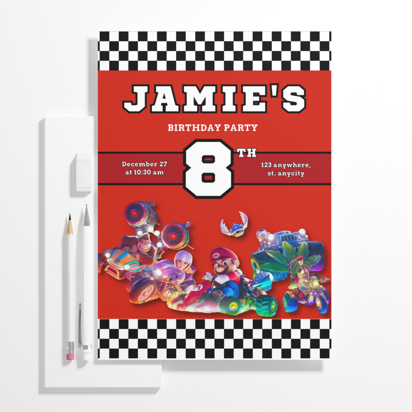 Super Mario Kart Birthday Invitation Template