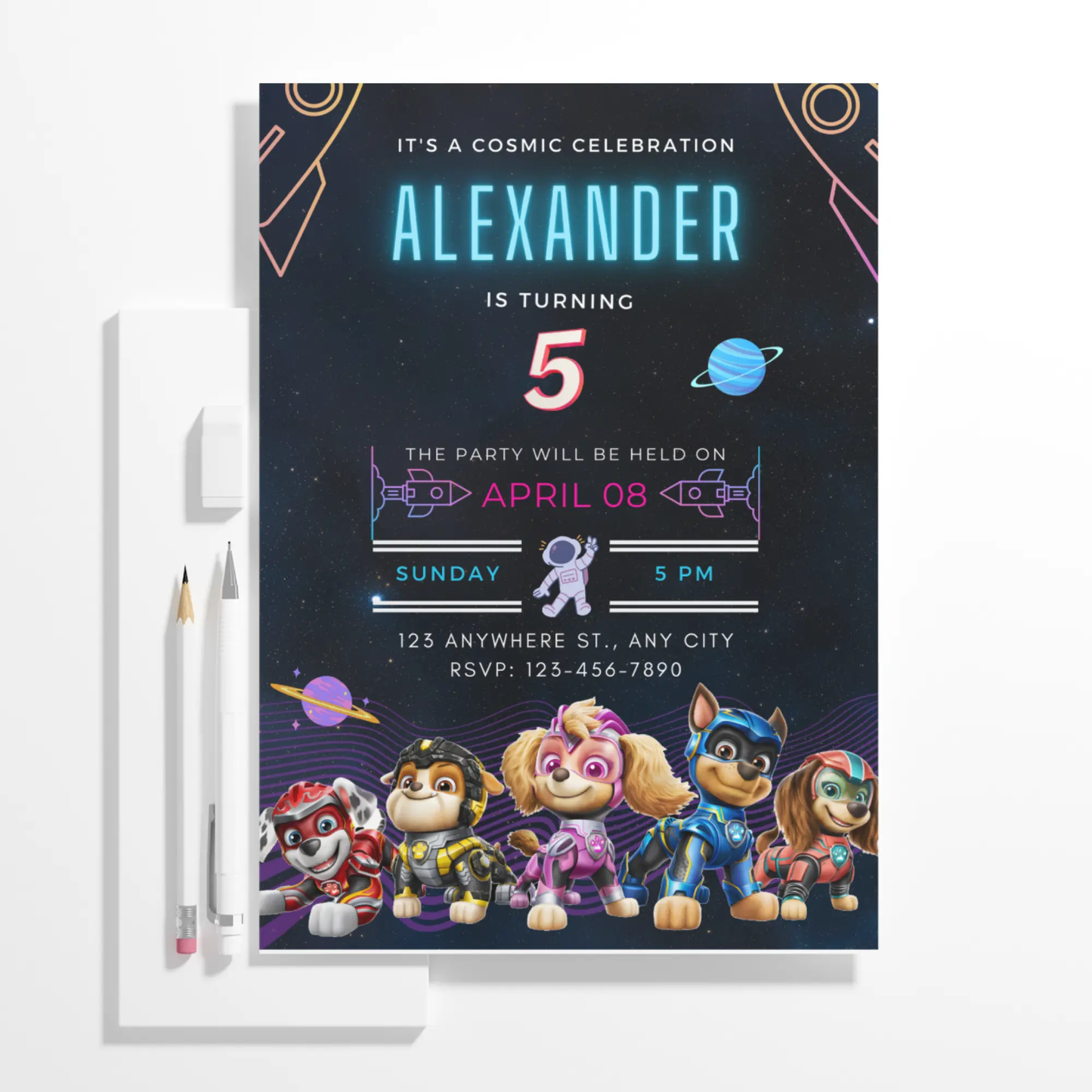 Paw Patrol Birthday Invitation Template - CreativeRino