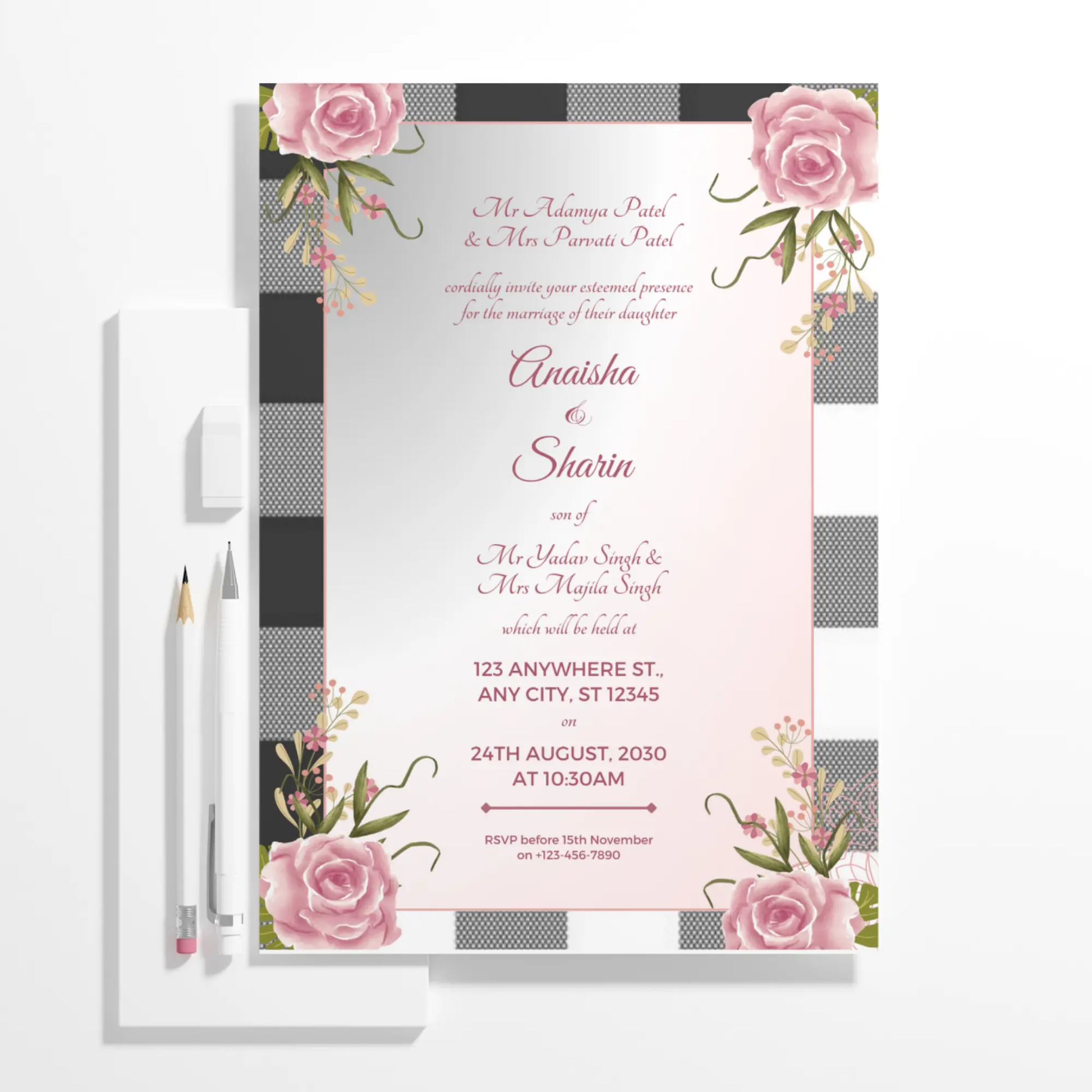 Mackenzie Wedding Invitation Template - CreativeRino