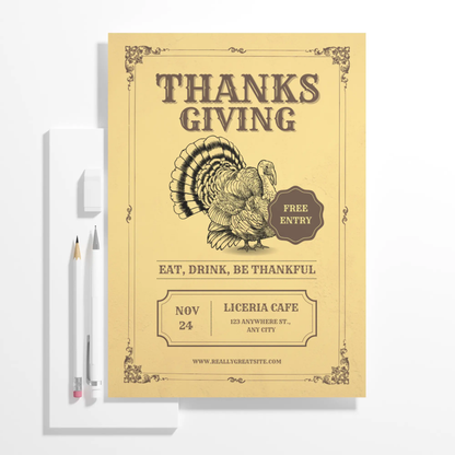 Little Turkey Thanksgiving Invitation Template - CreativeRino