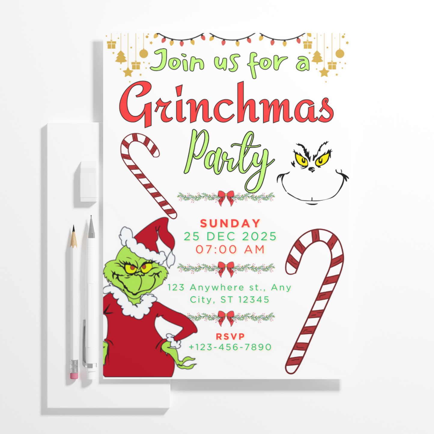 Grinchmas Christmas Party Invitation Template | Grinch Invite