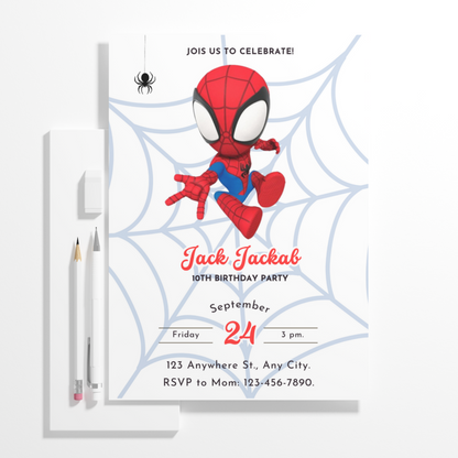 Spidey and his Amazing Friends Birthday Invitation Template - CreativeRino
