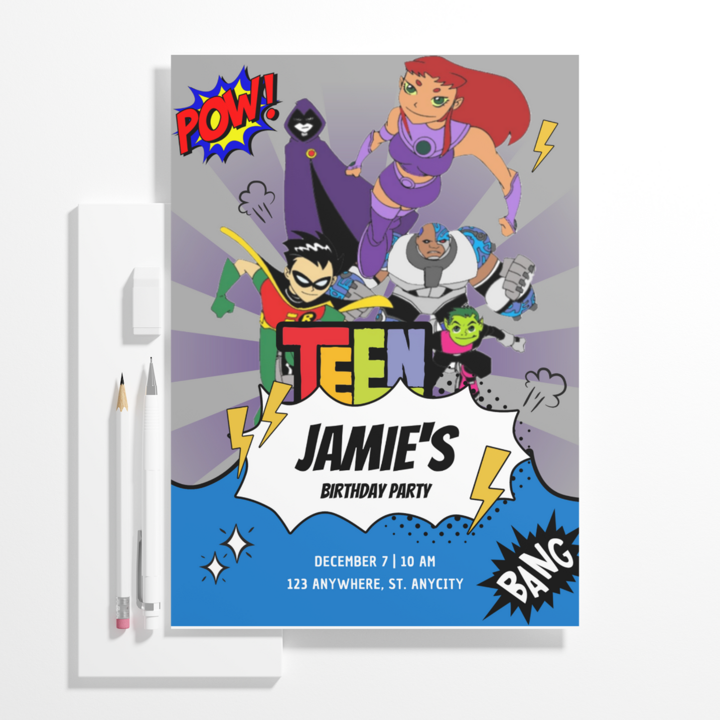 Teen Titans Birthday Invitation Template