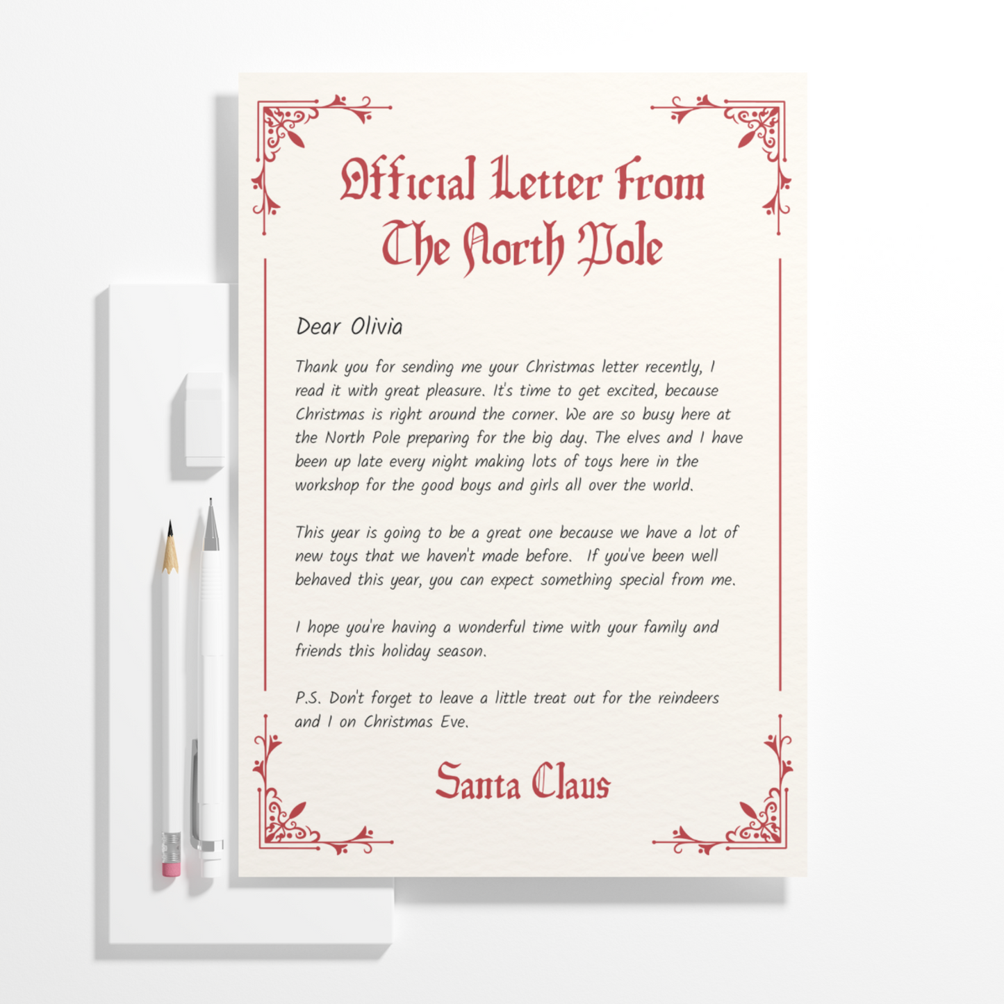 Letter from Santa Claus Christmas Template