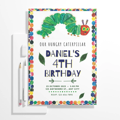 Very Hungry Caterpillar Birthday Invitation Template - CreativeRino