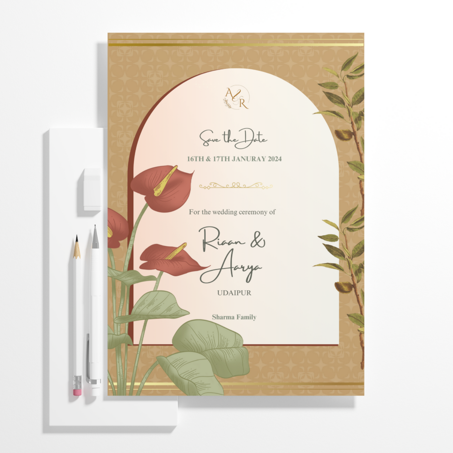 Anthurium Wedding Invitation Template