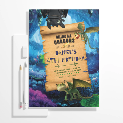 How to Train your Dragon Birthday Invitation Template - CreativeRino