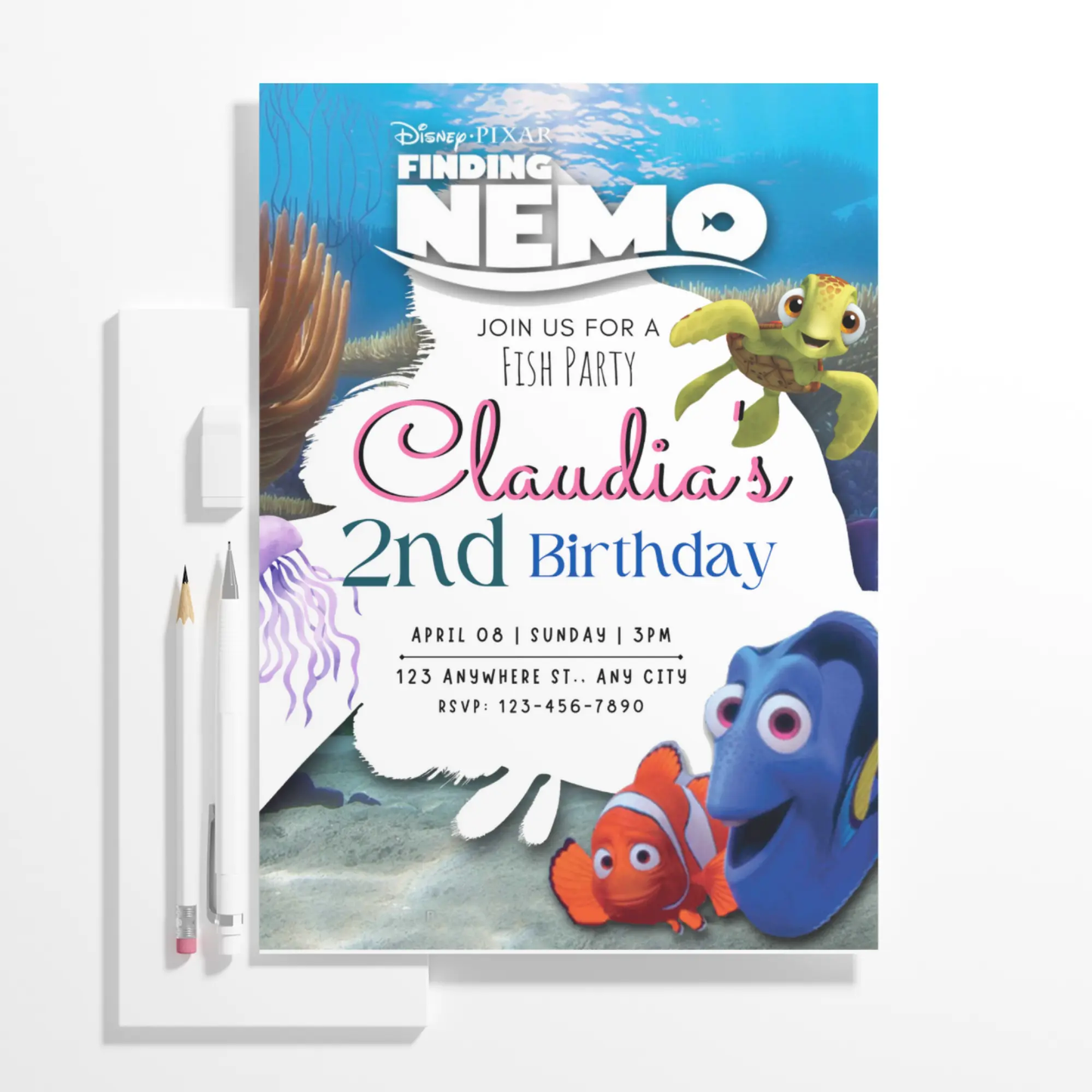 Finding Nemo Birthday Invitation Template - CreativeRino
