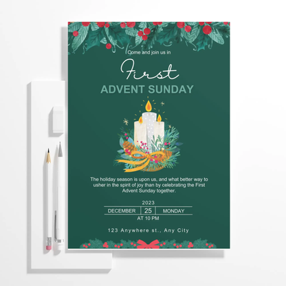 Advent Invitation Template | Advent Celebration Party Invite - CreativeRino