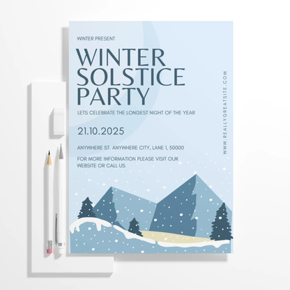 Winter Solstice Party Invitation Template - CreativeRino
