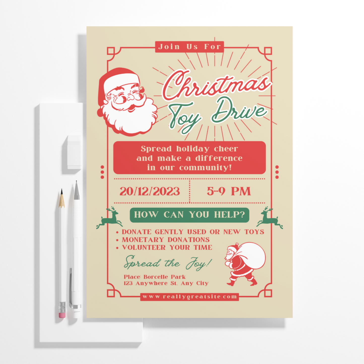 Christmas Toy Drive Flyer Template | Toy Drive Invitation