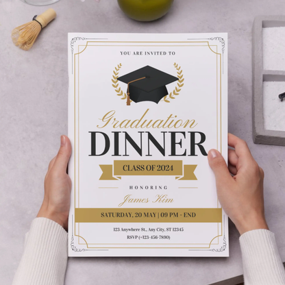 Graduation Dinner Invitation Template - CreativeRino