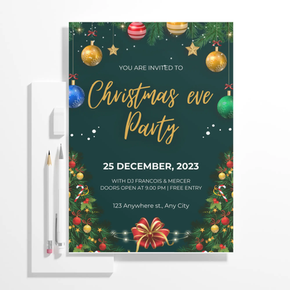 Christmas Eve Party Invitation Template - CreativeRino