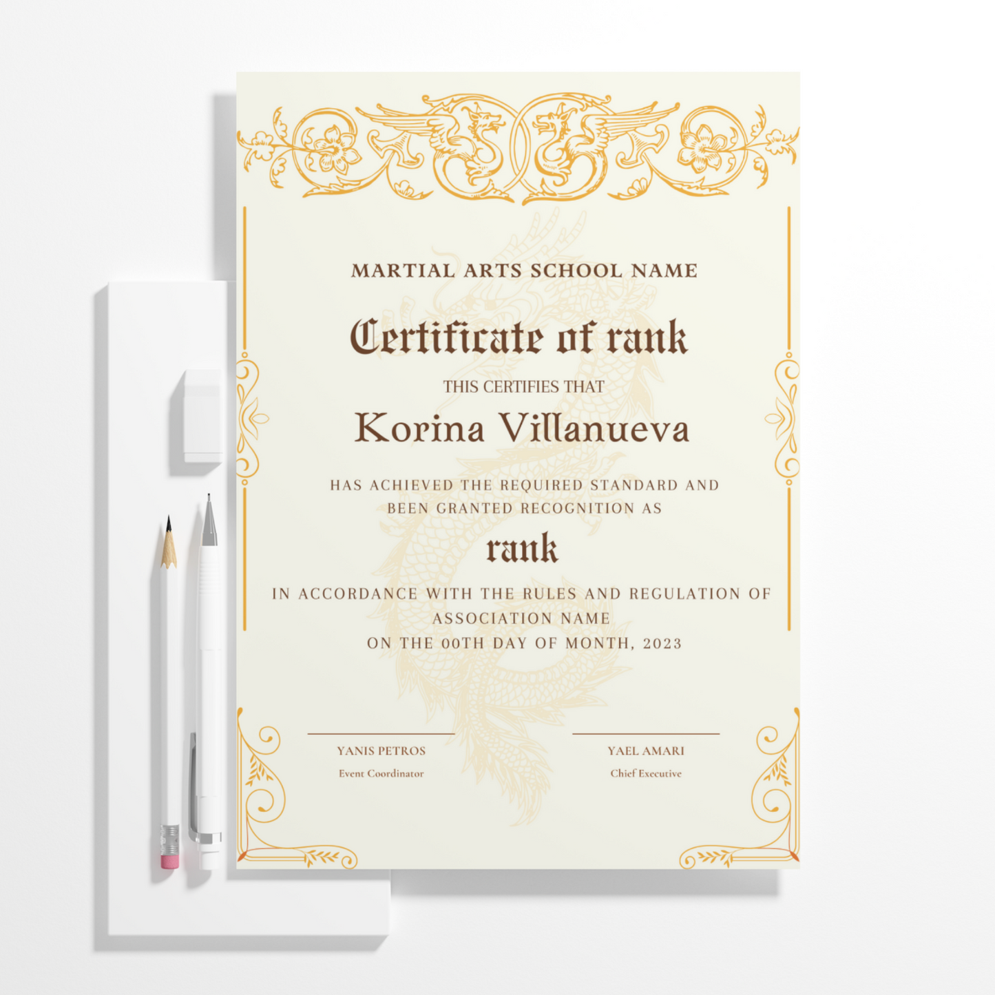 Certificate of Rank Template | Rank Certificate