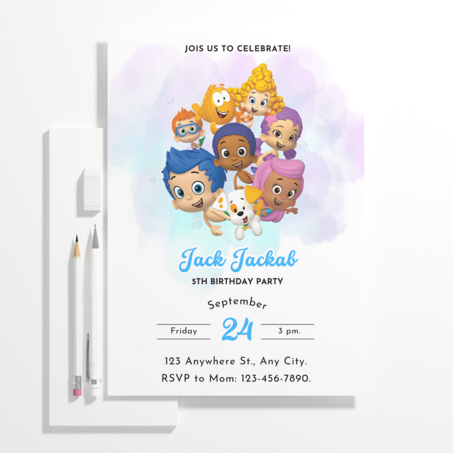 Bubble Guppies Birthday Invitation Template