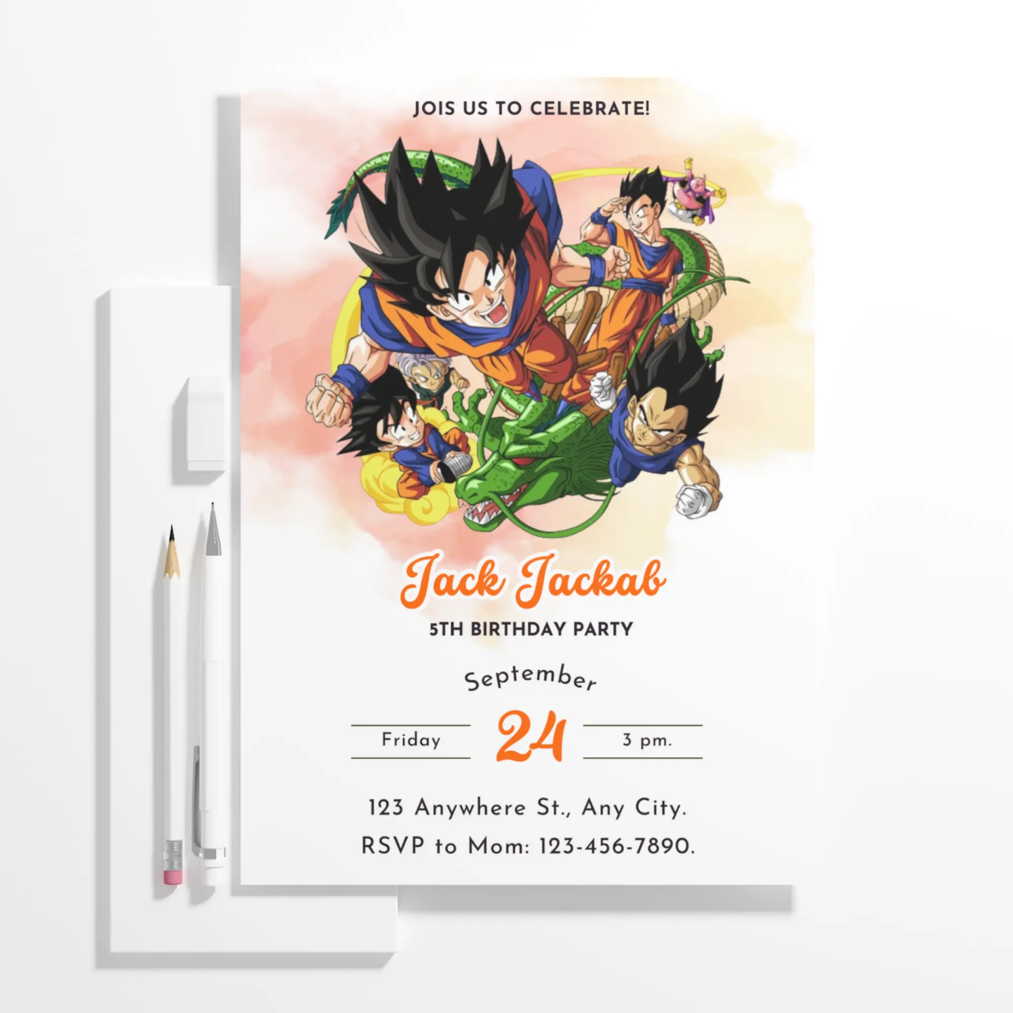 Dragon Ball Birthday Invitation Template - CreativeRino