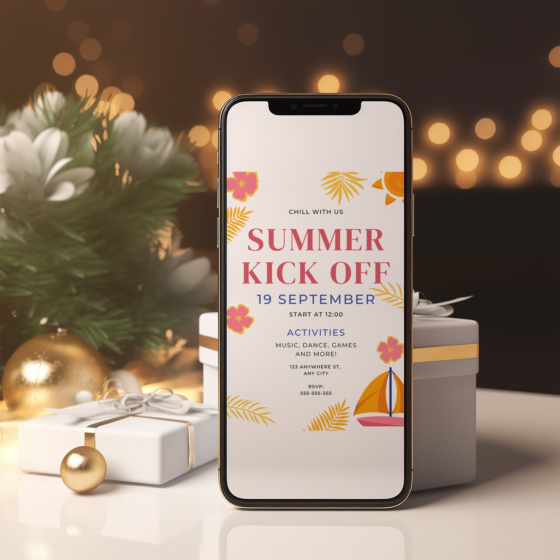 Summer Kick Off Party Invitation | End of Summer Party Invite Canva Template CreativeRino
