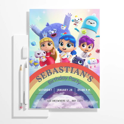 True and the Rainbow Kingdom Birthday Invitation Template - CreativeRino