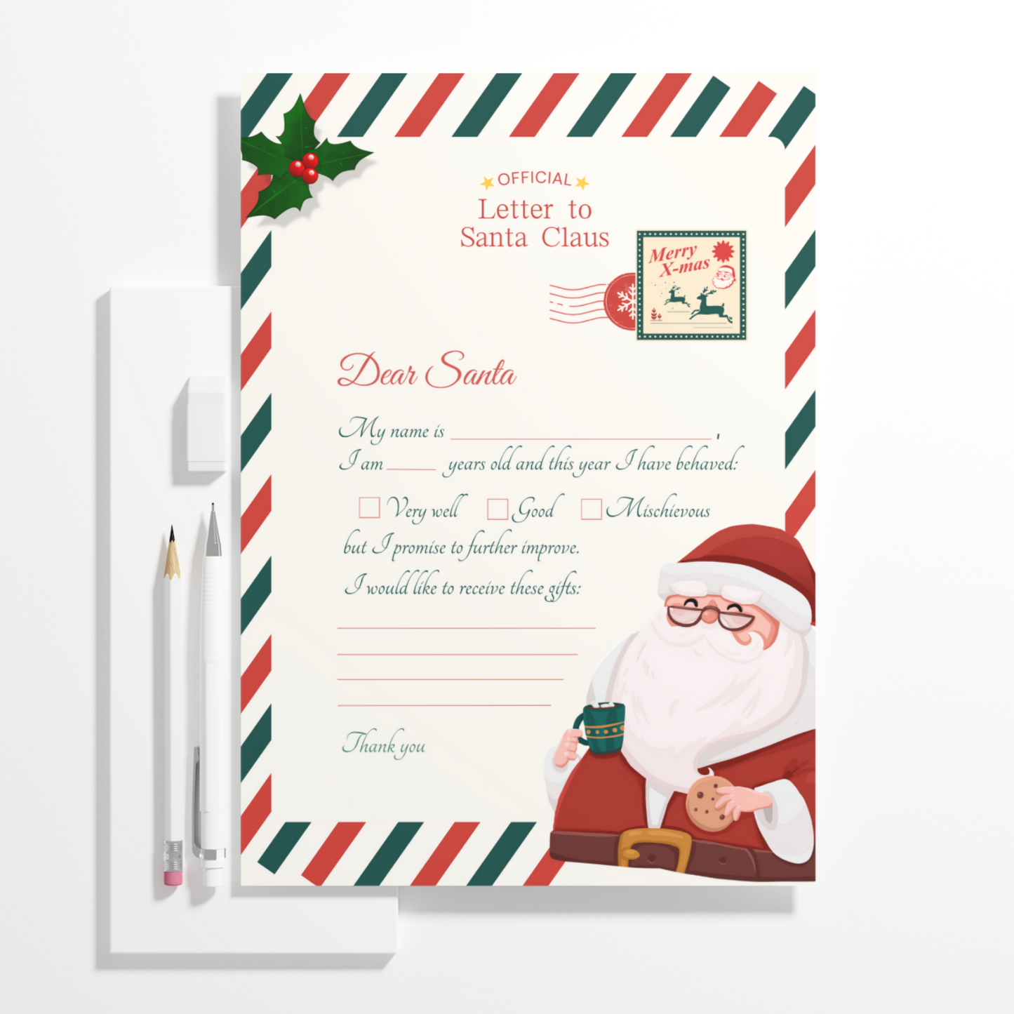 Letter to Santa Claus Christmas Template