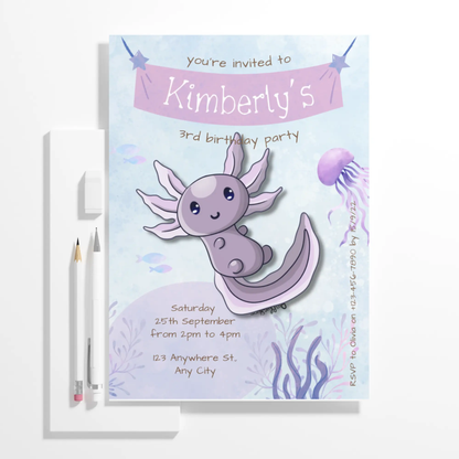 Axolotl Birthday Invitation Template - CreativeRino