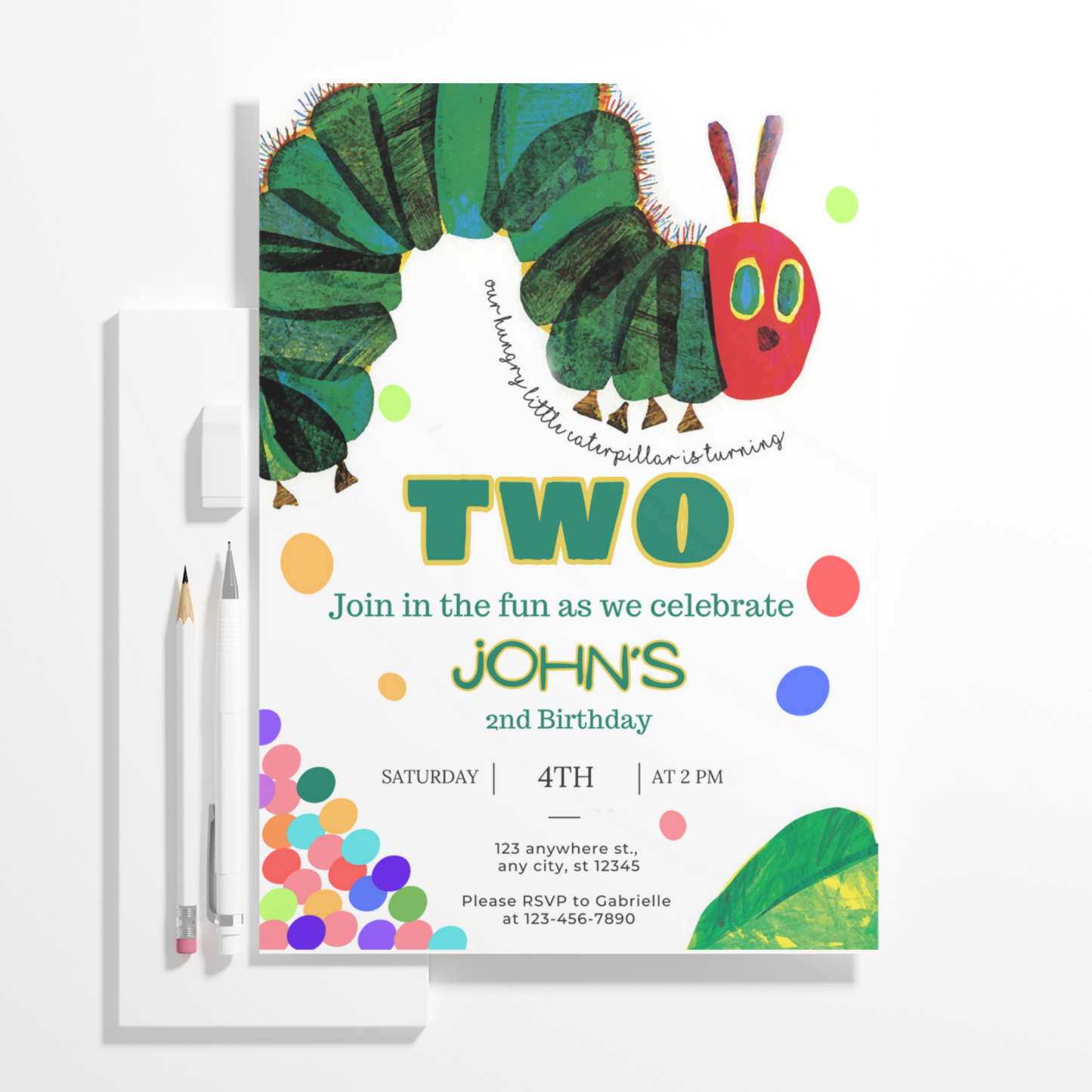 Very Hungry Caterpillar Birthday Invitation Template