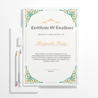 Certificate of Excellence Template | Excellence Certificate - CreativeRino