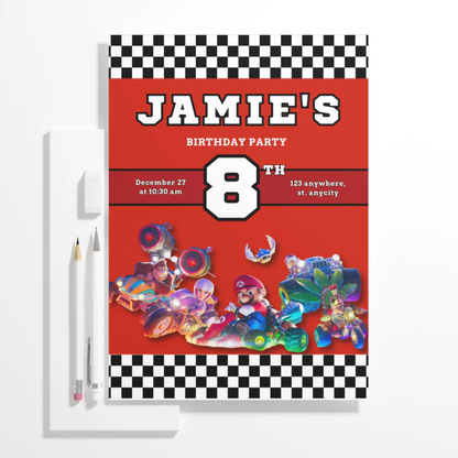 Super Mario Kart Birthday Invitation Template - CreativeRino