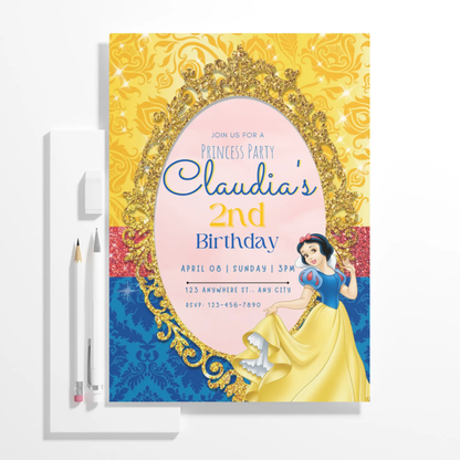 Princess Snow White Birthday Invitation Template - CreativeRino