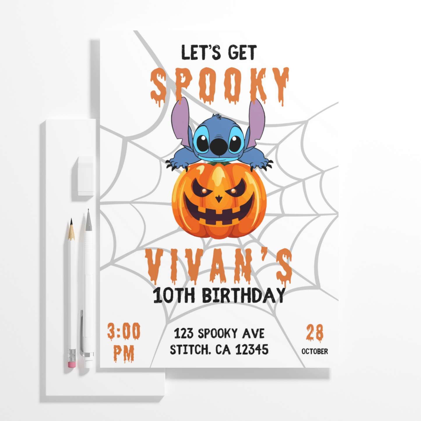 Spooky Stitch Halloween Birthday Party Invitation Template