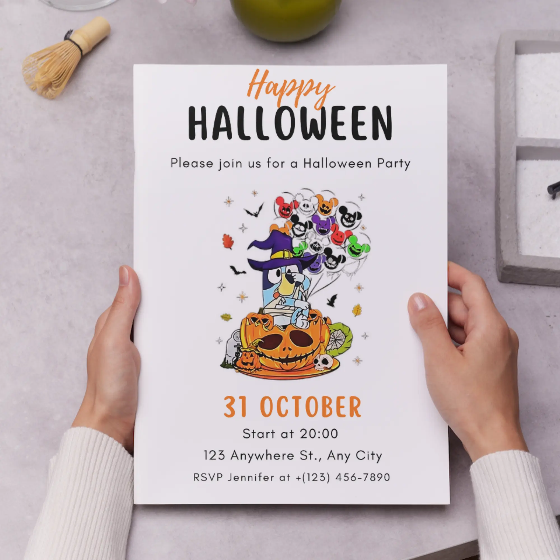 Bluey Halloween Birthday Invitation Template - CreativeRino