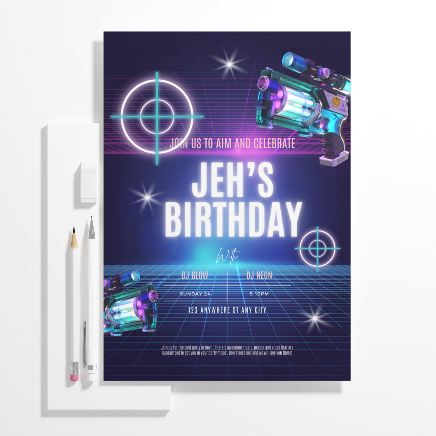 Laser Gun Birthday Invitation Template