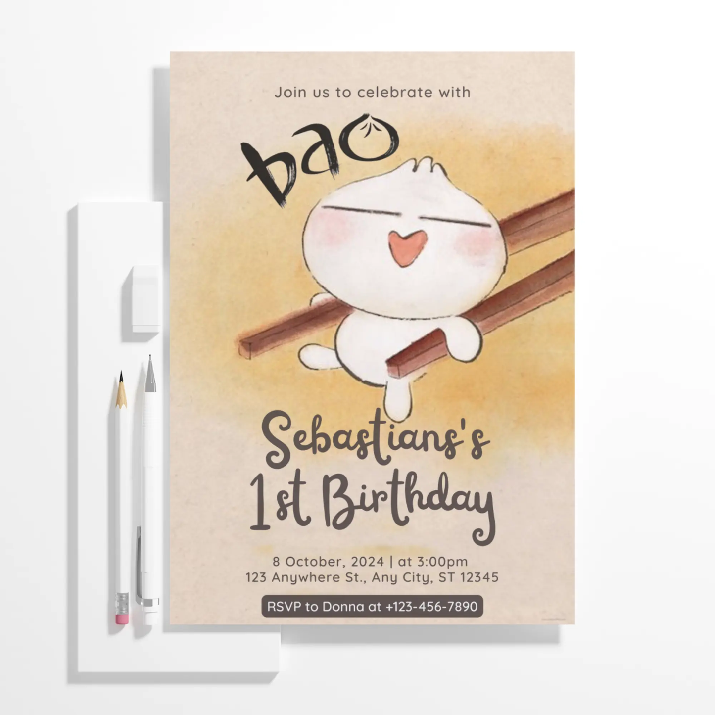 Bao Birthday Invitation Template - CreativeRino