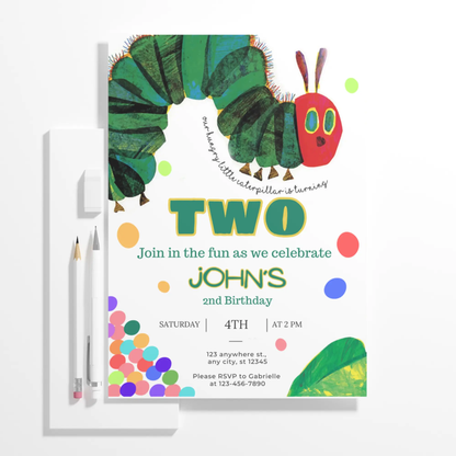 Very Hungry Caterpillar Birthday Invitation Template - CreativeRino