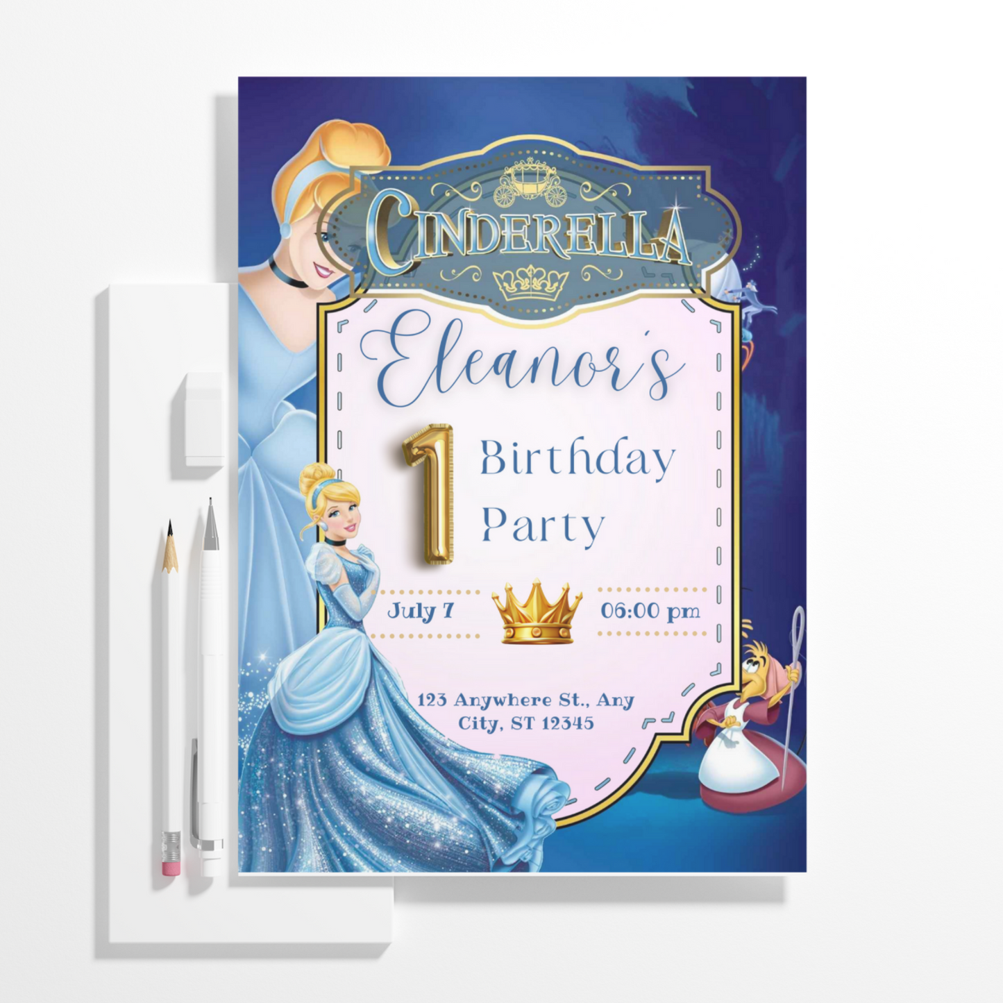 Cinderella Birthday Invitation Template