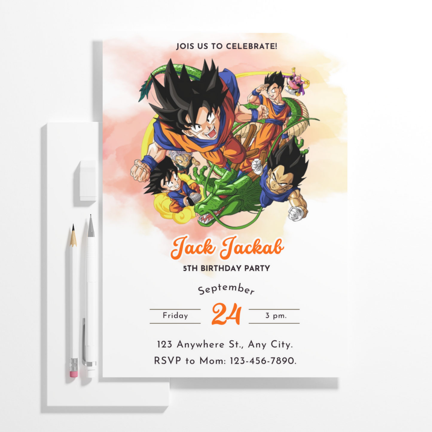 Dragon Ball Birthday Invitation Template