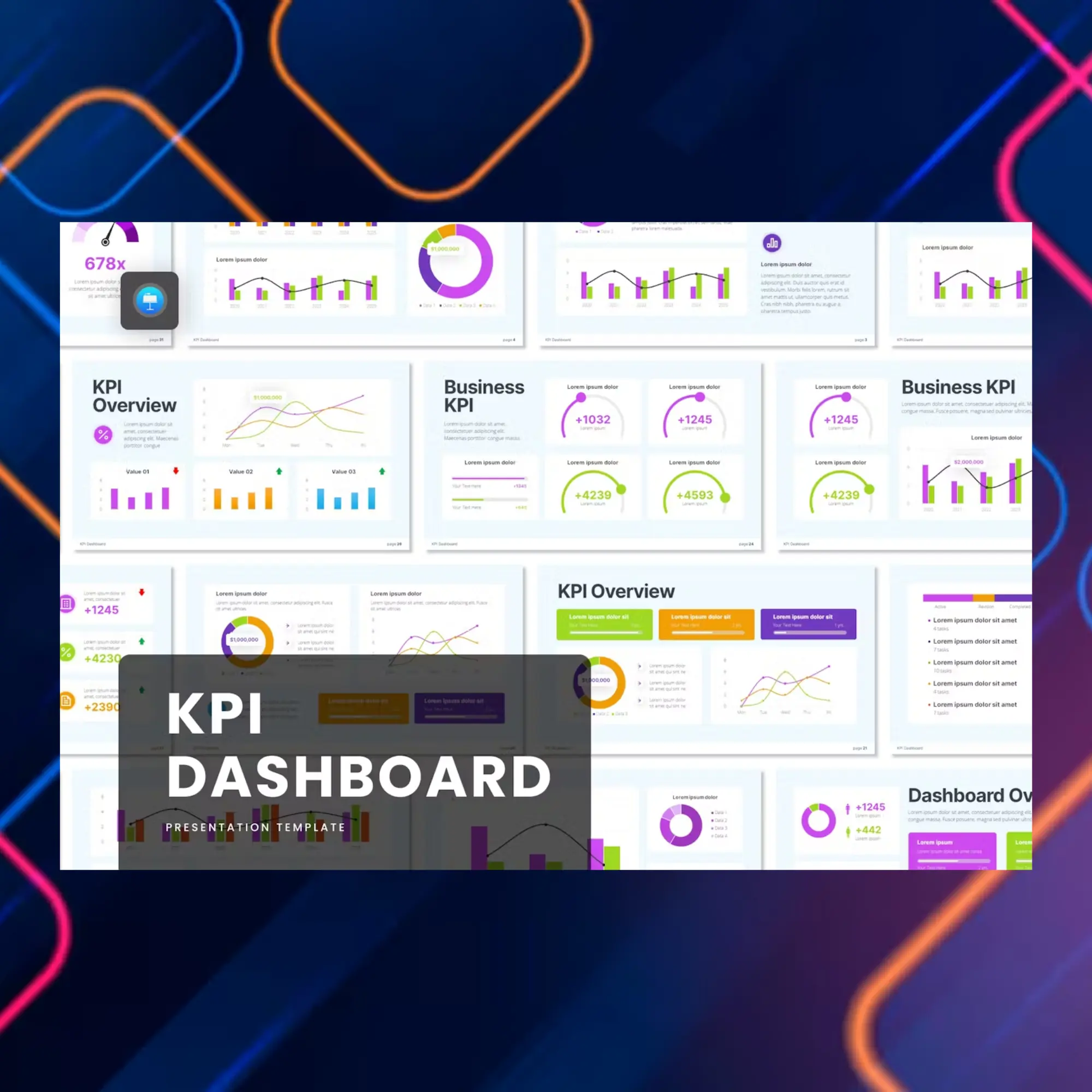 6 KPI Dashboard Keynote Presentation Template Bundle | Editable KPI Dashboard Template CreativeRino