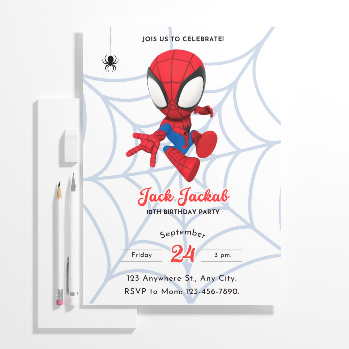 Spidey and his Amazing Friends Birthday Invitation Template